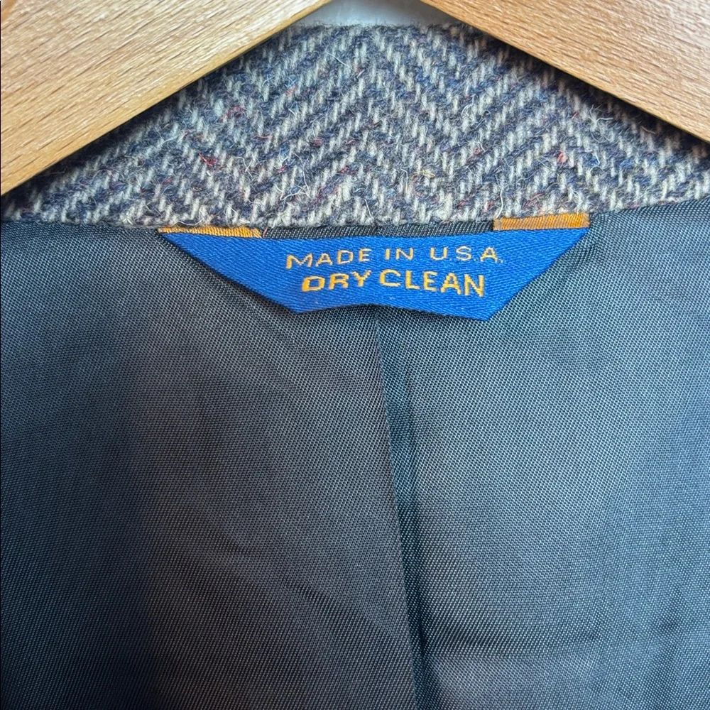 NWT VTG Pendleton Western Men’s Suede Wool Tweed Blazer‎ Gray Herringbone, 46L